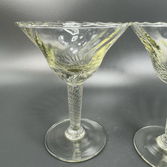 Vintage Venetian Barware Glasses Clear Optic Italian Glass Martini Cups Set 2 - Picture 2 of 13